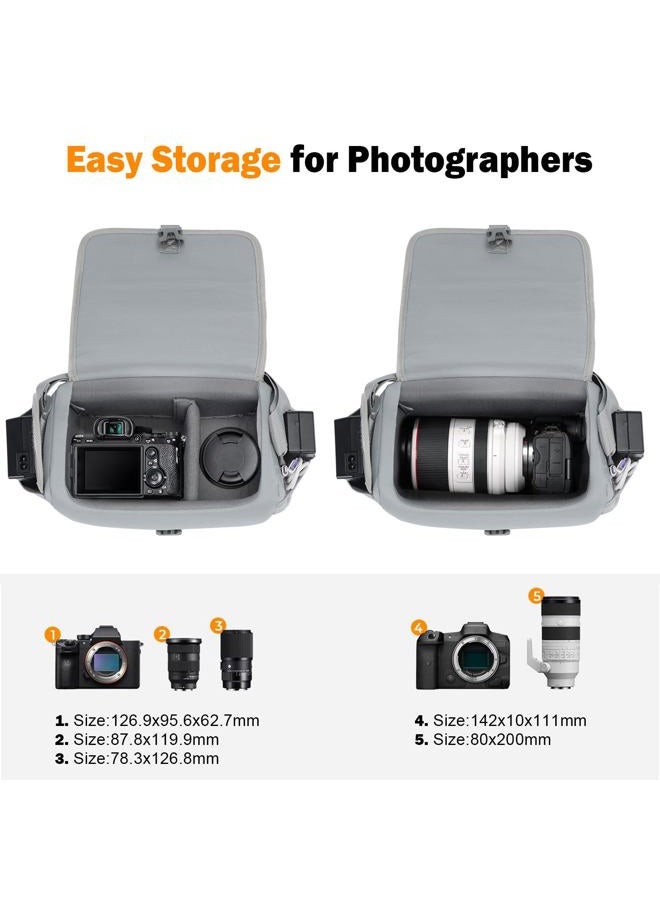 Caden Small Camera Bag Case Shoulder Crossbody Bag Compatible for Nikon, Canon, Sony, DSLR SLR Mirrorless Cameras and Lenses Grey - Image 3